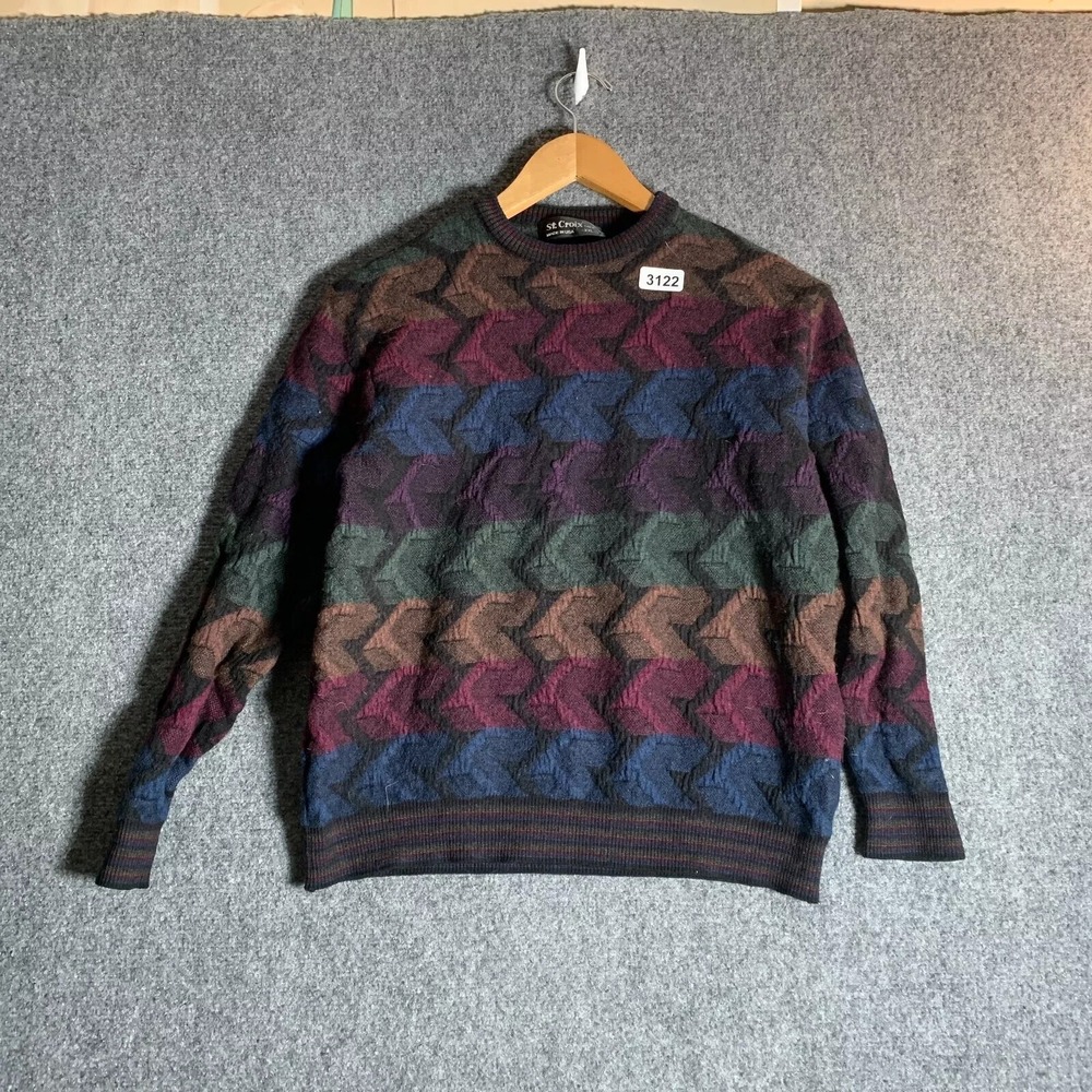 Vintage St.Croix Sweater Youth 2XL Multi Color Long Sleeve Boy's Wool 90's